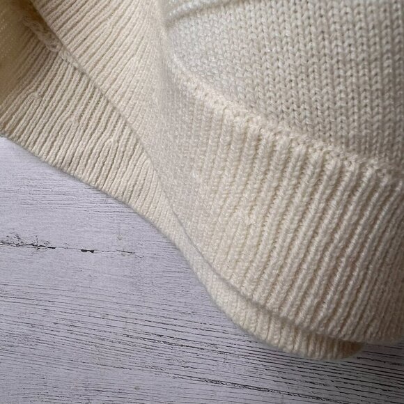 Talbots Sweater Womens Size Small Ivory Poncho Nautical Buttons Cape Lambs Wool - Picture 5 of 16